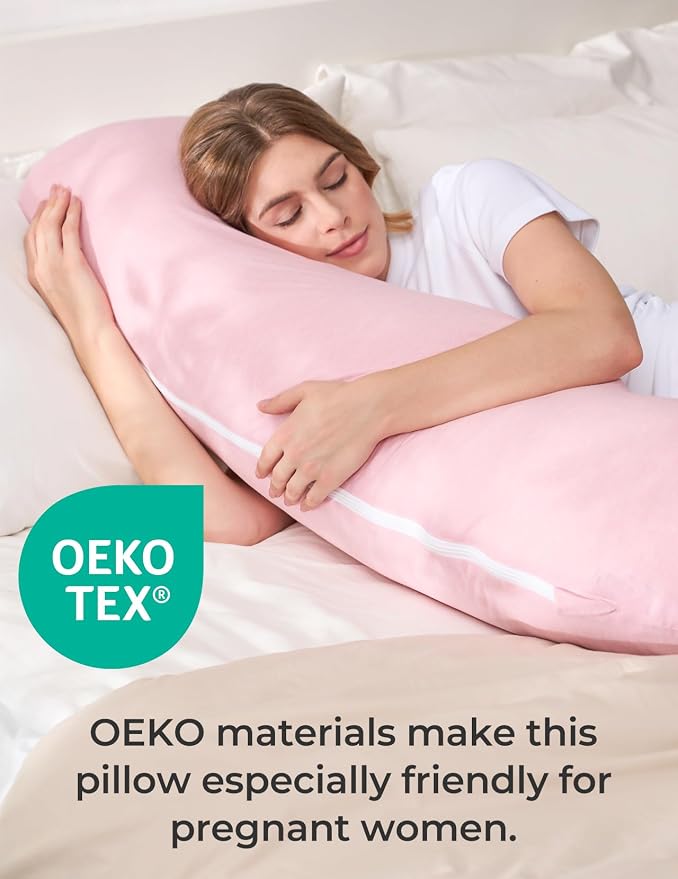 Momcozy Body Pillow for Pregnancy, J Shaped Pregnancy Pillows for Side Sleeping - Image 5
