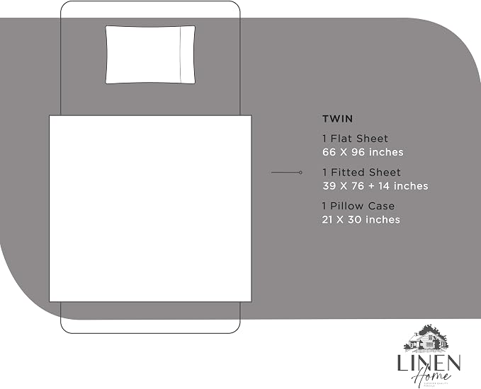 Linen Home 100% Cotton Percale Sheets Twin Size, Deep Pocket, 3 Pieces Set - Image 6