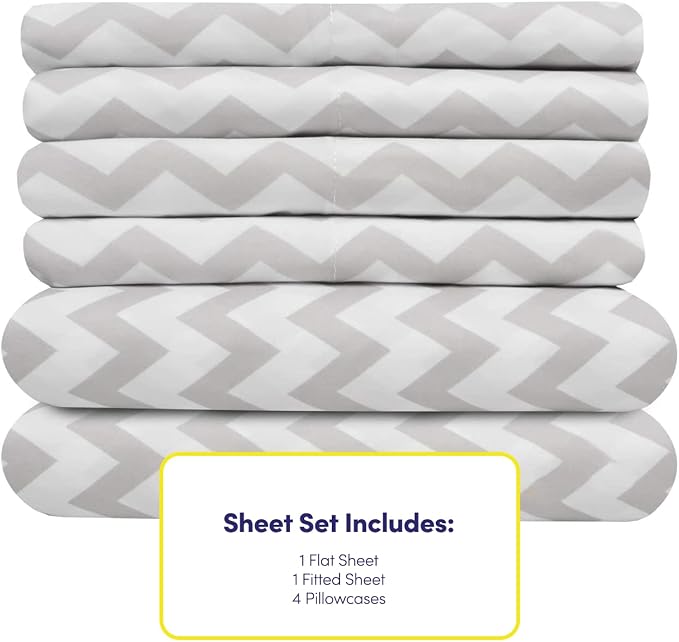 Queen Sheets Chevron Grey- 6 Piece 1500 Supreme Collection Fine Brushed - Image 4