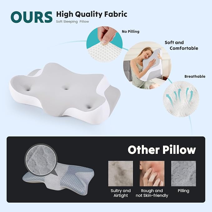 DUMOS Cervical Neck Pillow for Sleeping, Cooling Ergonomic Memory Foam Pillow - Image 2