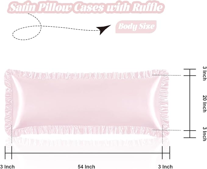 Homiest Ruffle Satin Body Pillow Cover, Silky Satin Body Pillowcase - Image 3