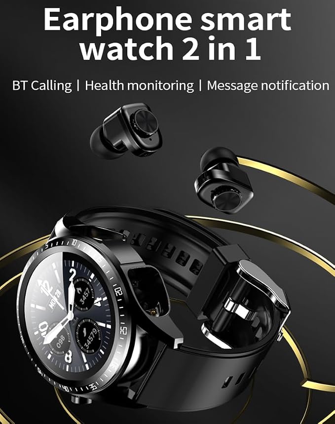 Smart Watch with Earbuds, 2 in 1 Bluetooth Smartwatch - Image 2