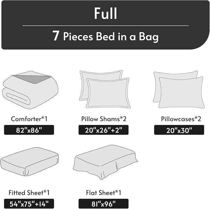 MUXHOMO 7 Pieces Full Comforter Set, Reversible Bed in a Bag Full Size - Image 5
