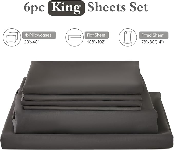 ILAVANDE King Size Sheets Set 6 Piece, Hotel Luxury Super Soft 1800 Series - Image 7