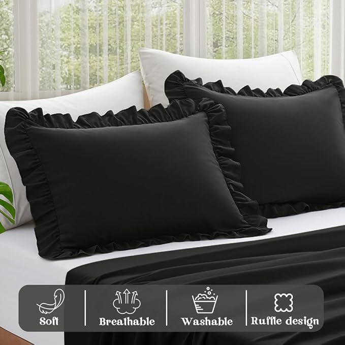 KKJIAF Ruffle Pillow Cases King Size Set of 2, Ruffled Pillow Covers - Image 4