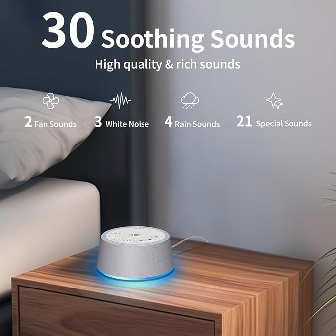 SoundLegend White Noise Sleep Sound Machines 30 Sounds 32-Level Volume 12 - Image 2