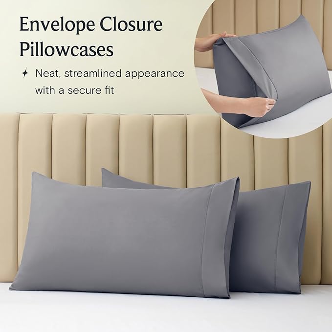 LuxClub 4 PC Full Sheet Set, Deep Pockets Wrinkle Free Cooling Bed Sheets Hotel - Image 8