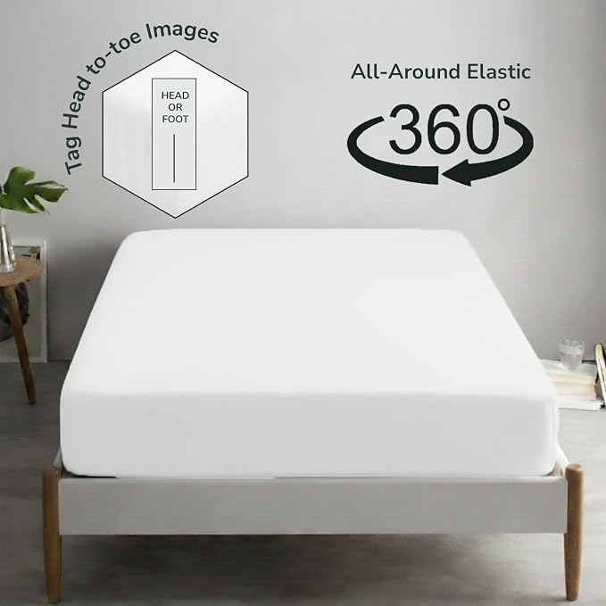 Feather & Stitch Fitted Bottom Sheet Only Full Size 500 TC-1 Piece 100% Cotton - Image 4
