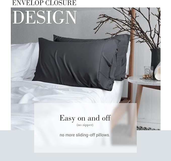 WishSmile Cooling King Pillowcases Set of 2 Breathable Cool Silky Soft Rayon - Image 3