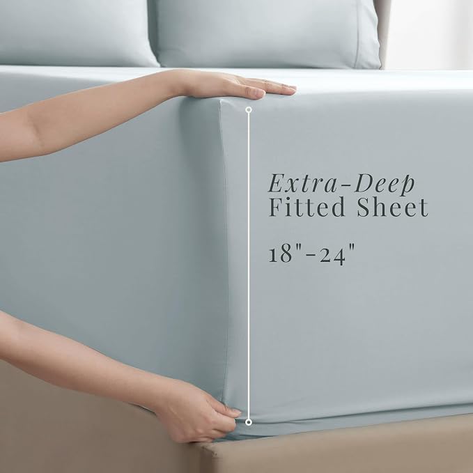 Hearth & Harbor Bed Sheets, Luxury Soft 6 Piece Bed Sheet Set Extra Deep Pocket - Image 3