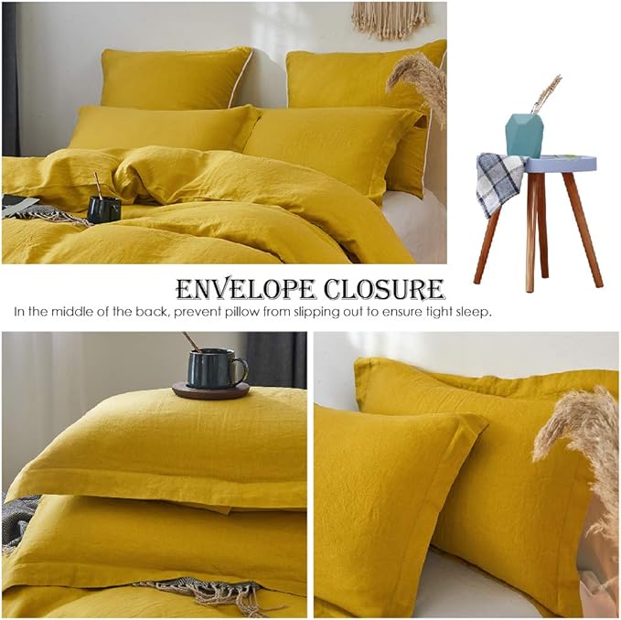Simple&Opulence 100% Linen Duvet Cover Set 3pcs Basic Style Natural French - Image 4