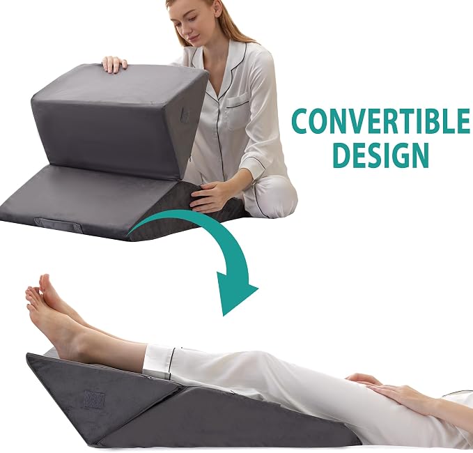 Bedluxe Wedge Pillow for Sleeping, Adjustable 9&12 Inch Foldable Bed Wedge - Image 4
