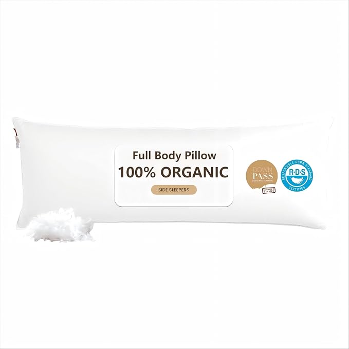 Goose Down Body Pillows for Adults, Large Body Pillow for Side Sleeper by Bildenly