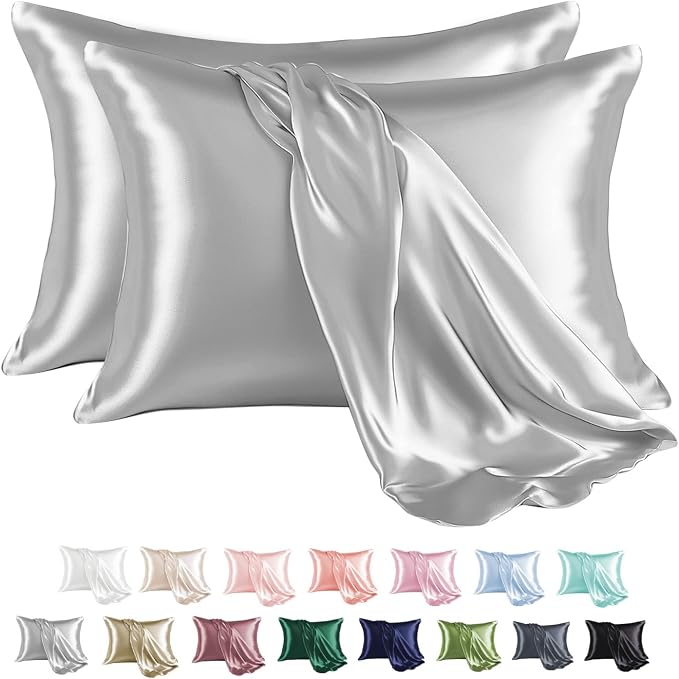 MR&HM Satin Pillowcase for Hair and Skin, Silk Satin Pillowcase 2 Pack by MRHM