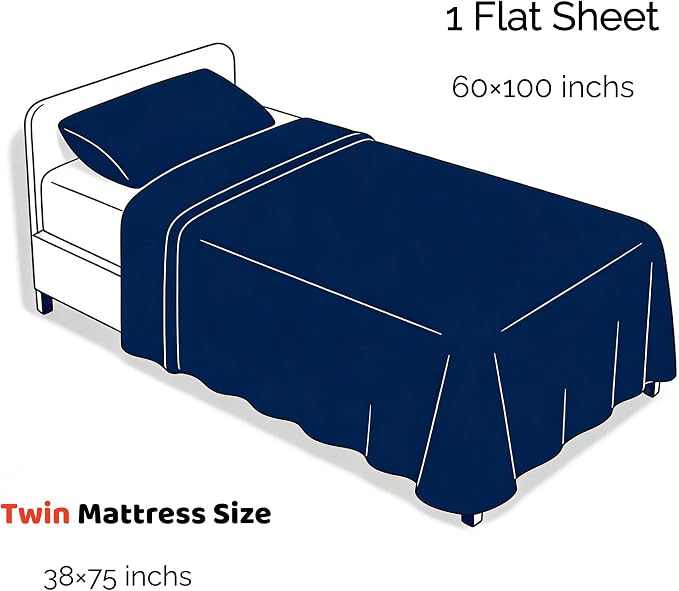 Cotton Flat Sheets Only, 600 TC 100% Cotton Flat Sheet Top Sheet Only, Twin - Image 6