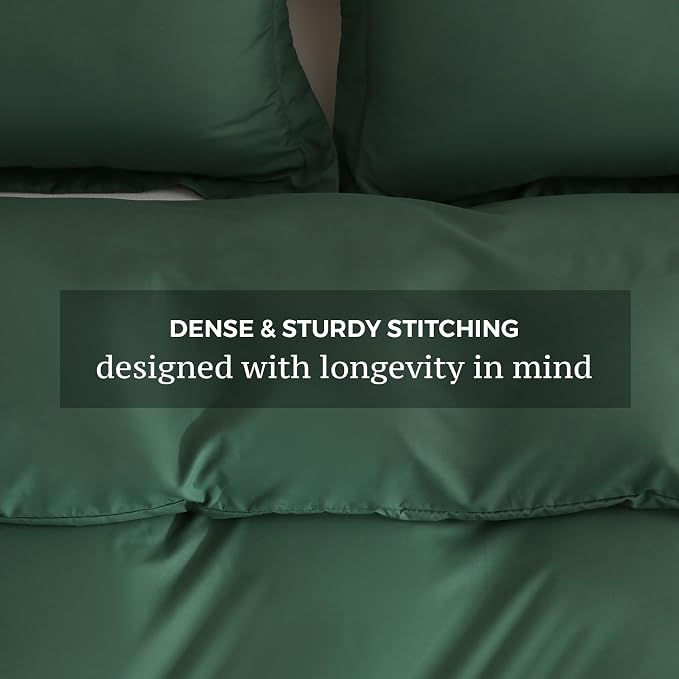 JSD Hunter Green Duvet Cover Set Twin Size, 2 Piece Microfiber Kids Duvet Cover - Image 5