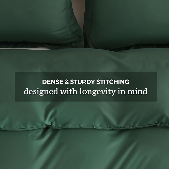 JSD Hunter Green Duvet Cover Set King Size, 3 Piece Duvet Cover - Image 5