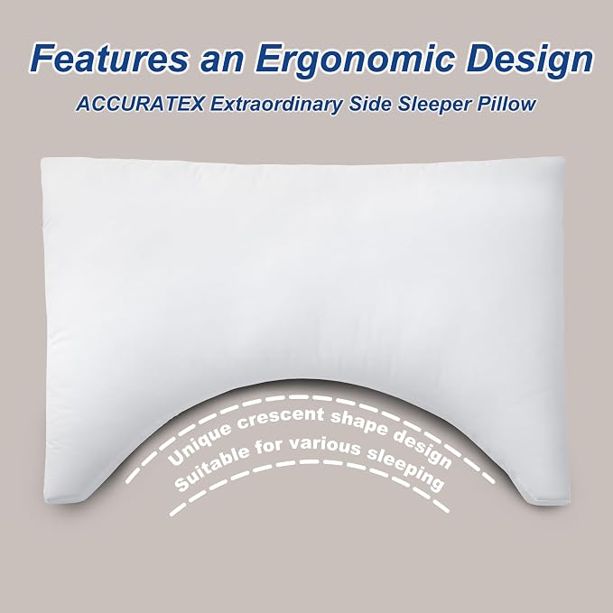 ACCURATEX Side Sleeper Pillow for Side and Back Sleepers-100% Cotton Cover - Image 2