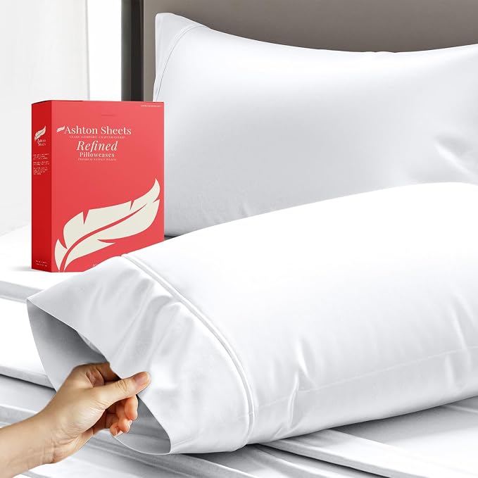 100% Egyptian Cotton Queen/Standard Pillow Cases Set of 2 by AshtonSheets