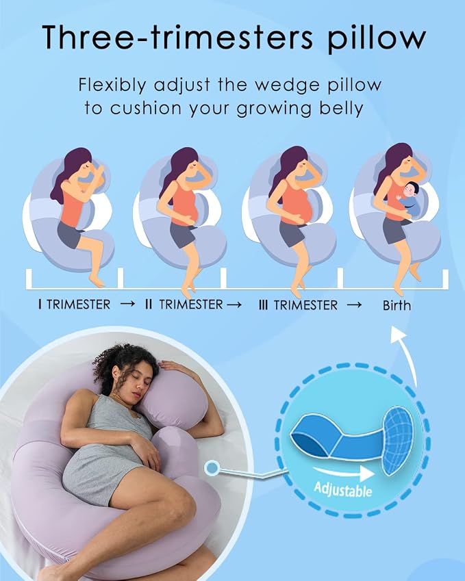 QUEEN ROSE Cooling Pregnancy Pillows, E Shaped Full Body Pillow - Image 3