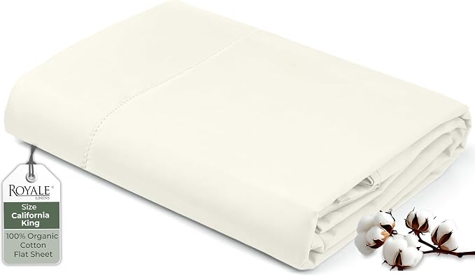 Royale Linen 100% Organic Cotton California King Flat Sheet Only by ROYALELINENS