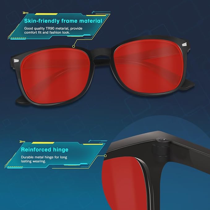 Red Lens Glasses Blue Light Glasses Men Women - Image 3