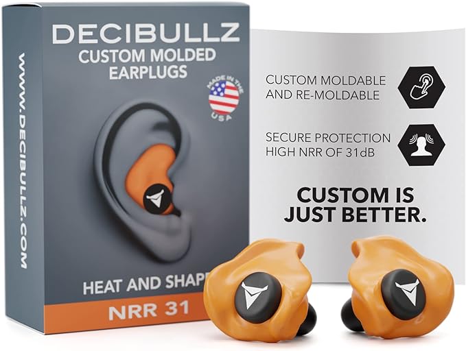 Decibullz - Custom Molded Earplugs, 31dB Highest NRR, Comfortable Hearing by Decibullz