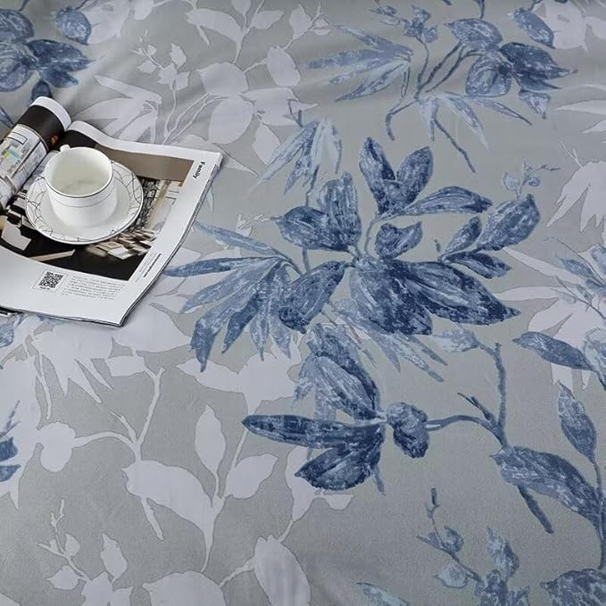 OAITE Duvet Cover Twin Size, Reversible Flower Blue Duvet Cover Set - Image 6