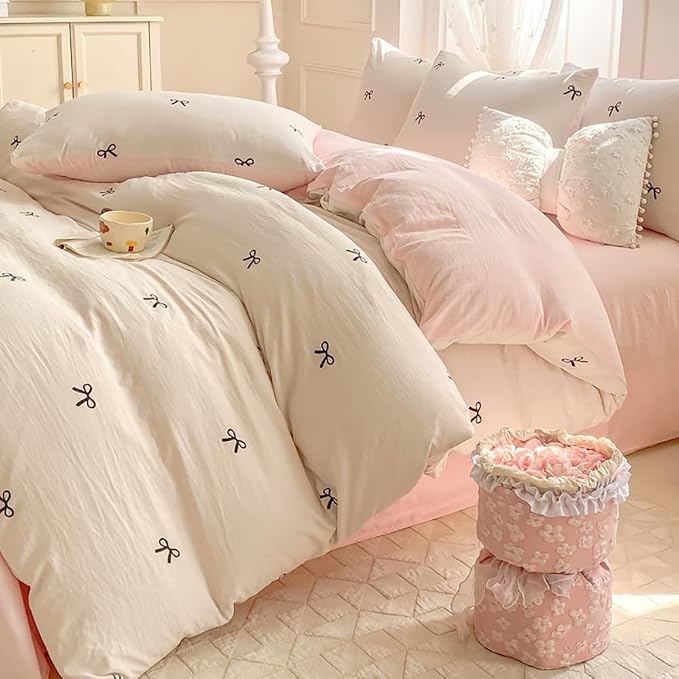 Nayoroom Bow Duvet Cover Queen Size Reversible Pink Coquette Duvet Cover 3 - Image 4