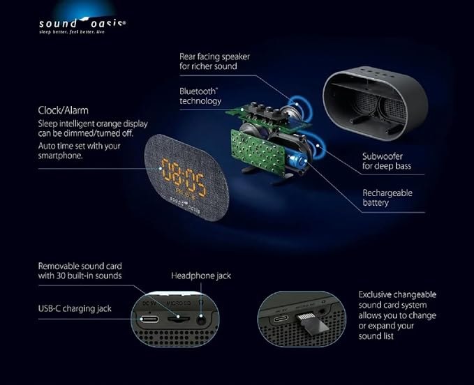 Sound Oasis® Bluetooth® Sleep Sound Therapy System® Alarm Clock - Image 6
