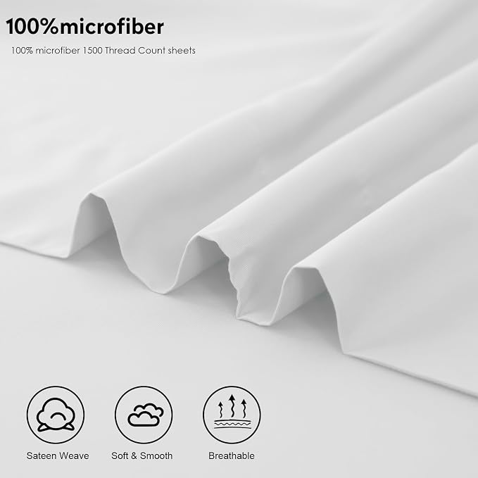 Toodou White Twin Bed Top Sheet is Made of Soft Wrinkle Resistant Microfiber - Image 7