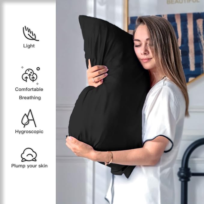 Silk Pillow Cases 2 Pack Soft Breathable and Sliky King Size Pillow Cases Set - Image 3
