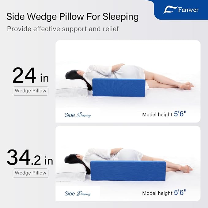 Fanwer 24in Bed Wedge Pillow for Sleeping Body Position Wedges Back Positioning - Image 2