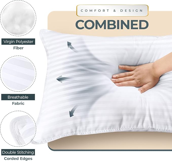 Utopia Bedding Bed Pillows Queen Size Set of 4, Down Alternative Pillows - Image 3