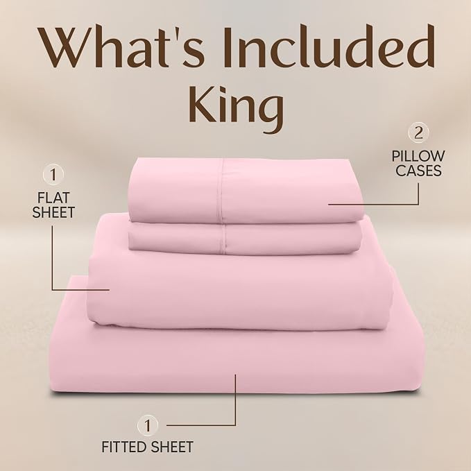 Utopia Bedding King Size Sheet Set – 4 Piece Bed Sheets, Soft and Breathable - Image 3