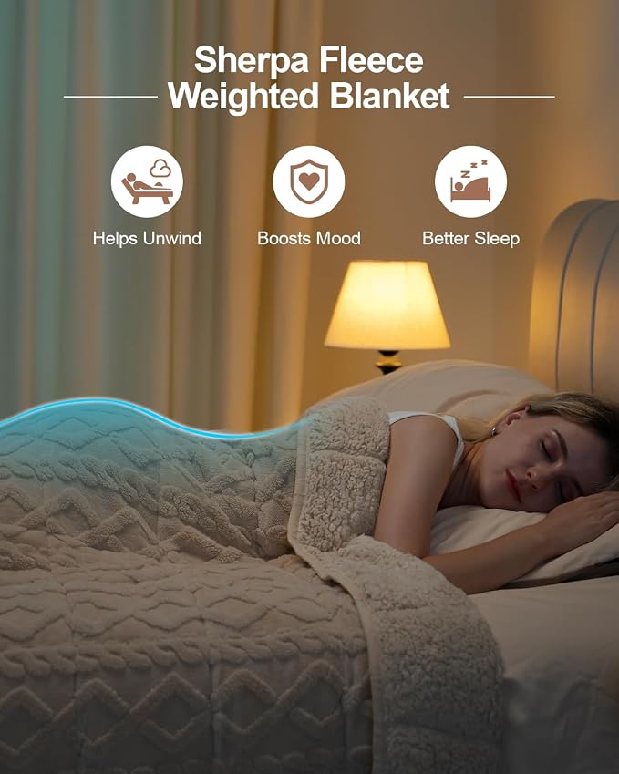 Super Fuzzy Soft Sherpa Fleece Weighted Blanket, 15 lbs Dual Sided Fluffy Heavy - Image 2