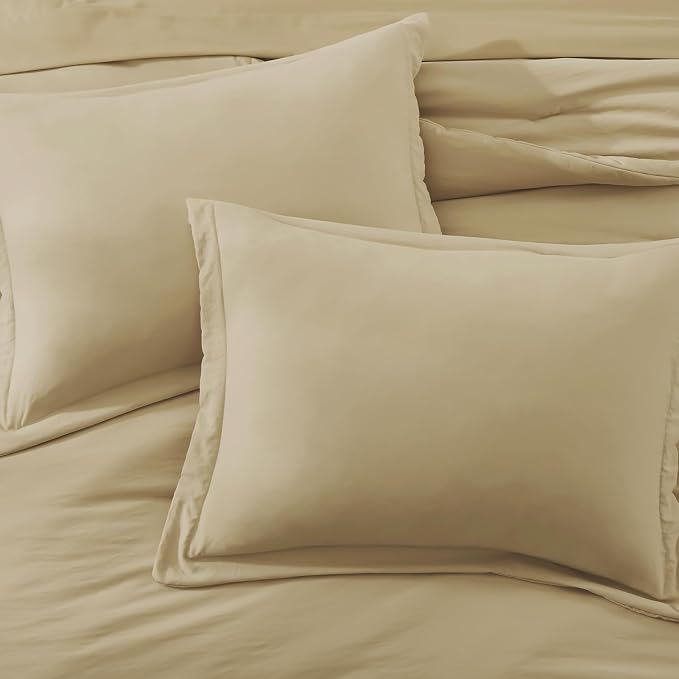 WRENSONGE Queen Comforter Set- 7 Pieces Soft Taupe Bed in a Bag Queen Size - Image 5