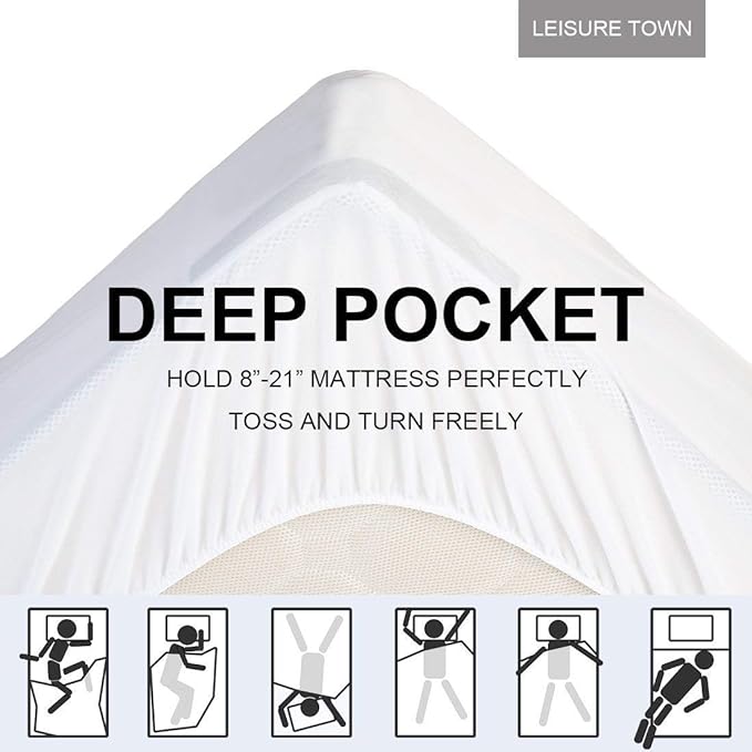 LEISURE TOWN Cotton King Mattress Pad Fitted Quilted Mattress Cover Pillow Top - Image 4