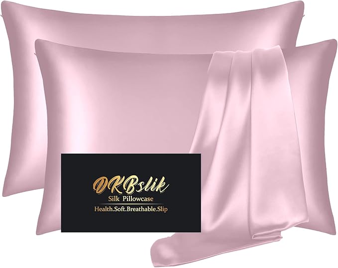 Silk Pillowcase 2 Pack, Mulberry Silk Pillow Cases Queen Size Set of 2 by HOME