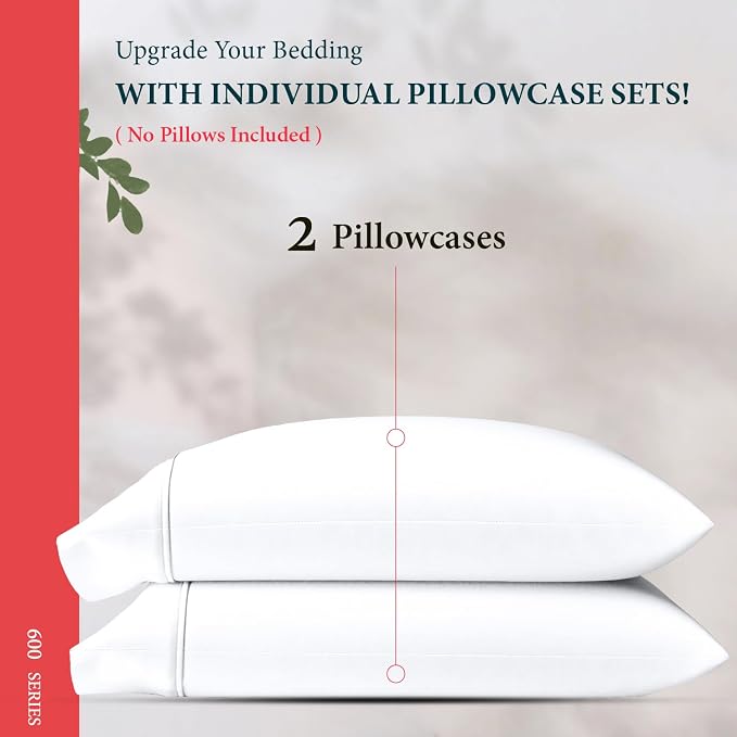 100% Egyptian Cotton Queen/Standard Pillow Cases Set of 2 - Image 3