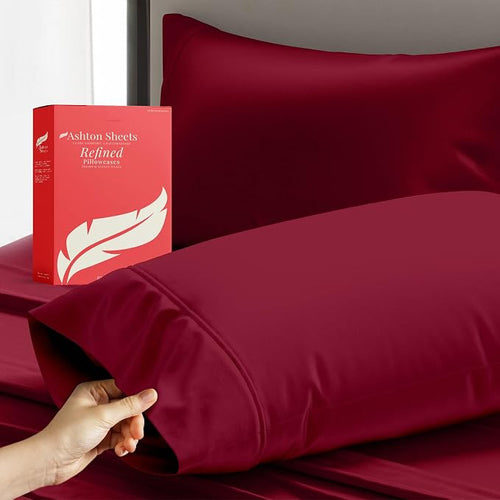 100% Egyptian Cotton Queen/Standard Pillow Cases Set of 2 by AshtonSheets