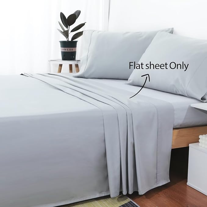 2-Pack Cotton Queen Flat Sheet Only, 600 Thread Count 100% Egyptian Cotton Top - Image 2