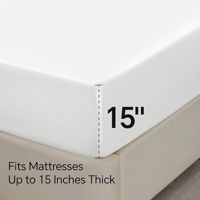 BEDELITE Satin Sheets Twin Size Bed Set, Luxury Soft White Silky Sheets - Image 6