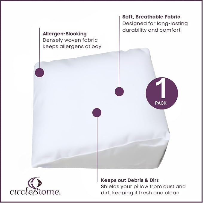 CirclesHome Wedge Pillow Cover 100% Cotton, Zippered Wedge Pillow Case Protector - Image 3