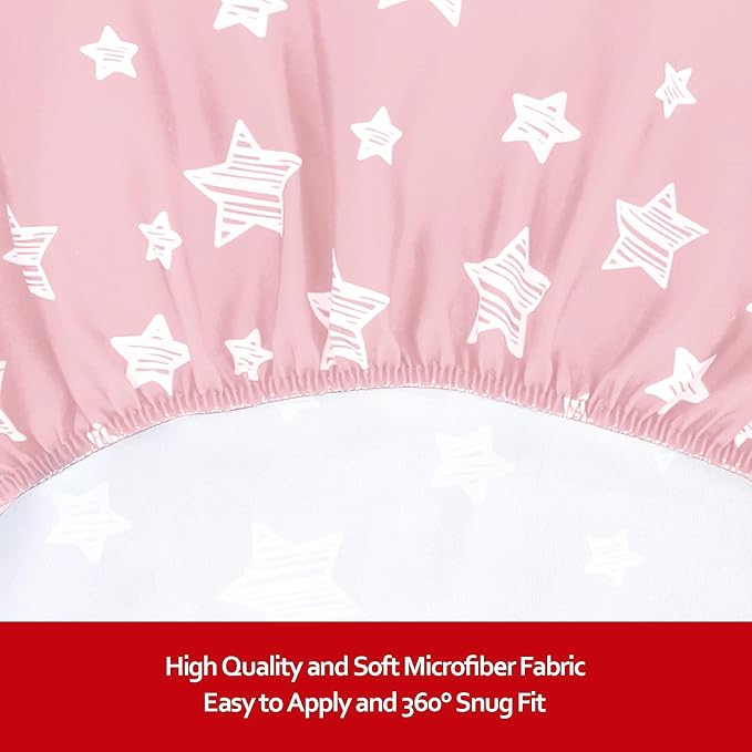Crib Sheets for Girls 2 Pack, Fitted Crib Sheet for Standard Size Crib and - Image 3