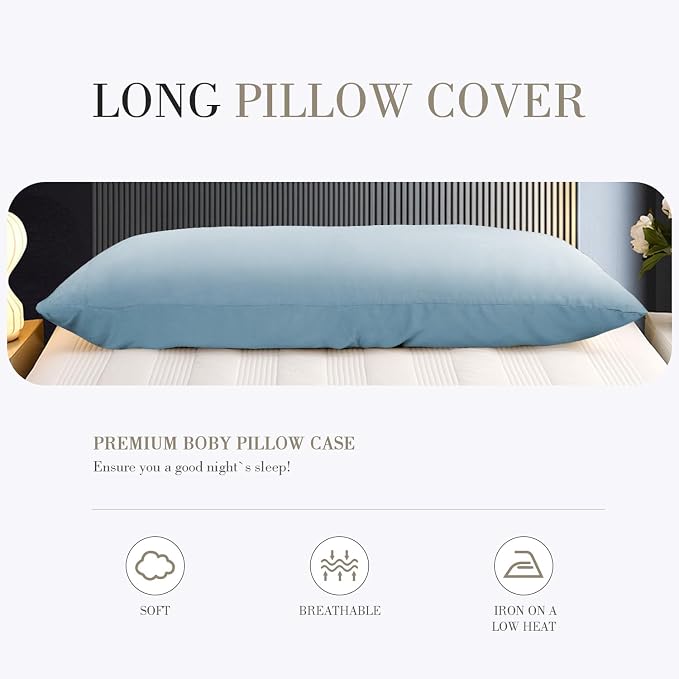 WishSmile Body Pillow Cases Light Blue 20x54 - Image 7