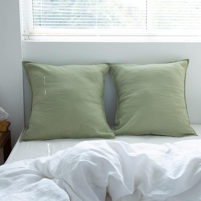 Simple&Opulence 100% Washed Linen Euro Shams 26'' x 26'' Pack of 2, Basic Style - Image 5