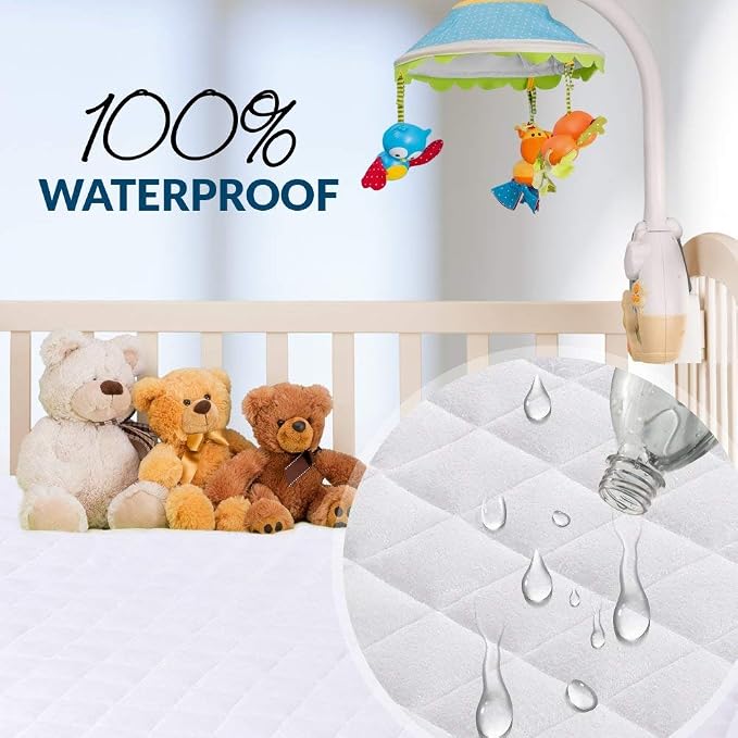 PlushDeluxe Crib Mattress Protector, 100% Waterproof, Ultra Soft Viscose Made - Image 3