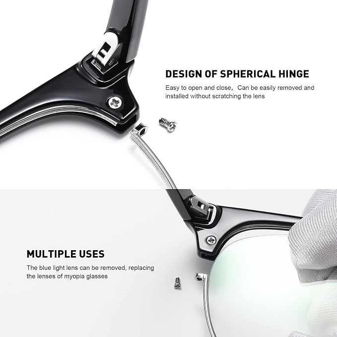 Blue Light Blocking Glasses Vintage Half Frame UV Clear Lens Anti Eyestrain - Image 7