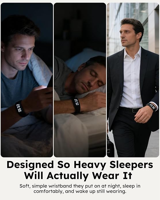 Vibrating Alarm Clock Watch for Heavy Sleepers, Silent Wake Up Bracelet & Smart - Image 3